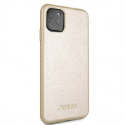 Guess Iridescent Leather Hard Case - дизайнерски кожен кейс за iPhone 11 Pro Max (златист) 2