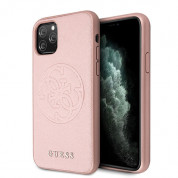 Guess Saffiano 4G Circle Logo Leather Hard Case for iPhone 11 Pro Max (rose gold)