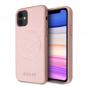 Guess Saffiano 4G Circle Logo Leather Hard Case for iPhone 11 (rose gold)