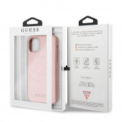 Guess Saffiano 4G Circle Logo Leather Hard Case - дизайнерски кожен кейс за iPhone 11 (розов) 4