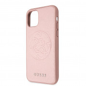Guess Saffiano 4G Circle Logo Leather Hard Case - дизайнерски кожен кейс за iPhone 11 (розов) 2
