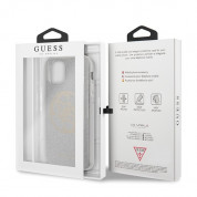 Guess Circle Glitter 4G Case - дизайнерски кейс с висока защита за iPhone 11 (сребрист) 6
