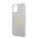 Guess Circle Glitter 4G Case - дизайнерски кейс с висока защита за iPhone 11 (сребрист) 5