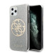 Guess Circle Glitter 4G Case - дизайнерски кейс с висока защита за iPhone 11 Pro (сребрист) 1