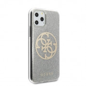 Guess Circle Glitter 4G Case - дизайнерски кейс с висока защита за iPhone 11 Pro (сребрист) 2