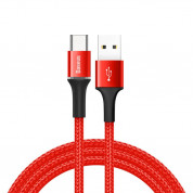 Baseus Halo USB-C Cable (CATGH-A09) - кабел с въжена оплетка за устройства с USB-C порт (50 см) (червен) 