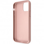 Guess Saffiano 4G Circle Logo Leather Hard Case - дизайнерски кожен кейс за iPhone 11 Pro (розово злато) 2