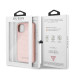 Guess Saffiano 4G Circle Logo Leather Hard Case - дизайнерски кожен кейс за iPhone 11 Pro (розово злато) 4