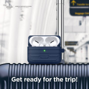 Elago AirPods Pro Suitcase - удароустойчив силиконов калъф с карабинер за Apple Airpods Pro (тъмносин) 4