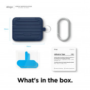 Elago AirPods Pro Suitcase - удароустойчив силиконов калъф с карабинер за Apple Airpods Pro (тъмносин) 6