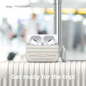 Elago AirPods Pro Suitcase - удароустойчив силиконов калъф с карабинер за Apple Airpods Pro (бял) 4