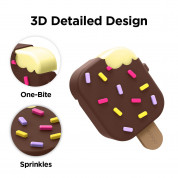 Elago Airpods Ice Cream Design Silicone Case - силиконов калъф с карабинер за Apple Airpods и Apple Airpods 2 (кафяв)  5