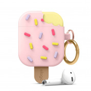 Elago Airpods Ice Cream Design Silicone Case - силиконов калъф с карабинер за Apple Airpods и Apple Airpods 2 (розов) 