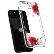 Spigen Ciel Red Floral Case - дизайнерски удароустойчив кейс за iPhone SE (2022), iPhone SE (2020), iPhone 8, iPhone 7 (прозрачен) 3