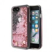 Guess Liquid Glitter Hearts Case - дизайнерски кейс с висока защита за iPhone SE (2022), iPhone SE (2020), iPhone 8, iPhone 7 (розово злато)