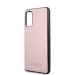 Guess Iridescent Leather Hard Case - дизайнерски кожен кейс за Samsung Galaxy S20 (розово злато) 3