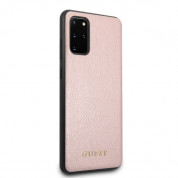 Guess Iridescent Leather Hard Case - дизайнерски кожен кейс за Samsung Galaxy S20 Plus (розово злато) 4
