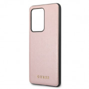 Guess Iridescent Leather Hard Case - дизайнерски кожен кейс за Samsung Galaxy S20 Ultra (розово злато) 2