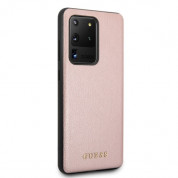 Guess Iridescent Leather Hard Case - дизайнерски кожен кейс за Samsung Galaxy S20 Ultra (розово злато) 4