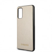 Guess Iridescent Leather Hard Case - дизайнерски кожен кейс за Samsung Galaxy S20 (златист) 2