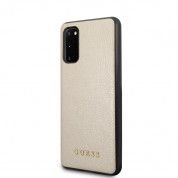Guess Iridescent Leather Hard Case - дизайнерски кожен кейс за Samsung Galaxy S20 (златист) 1