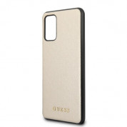 Guess Iridescent Leather Hard Case - дизайнерски кожен кейс за Samsung Galaxy S20 Plus (златист) 2