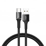 Baseus Halo USB-C Cable (CATGH-A01) - кабел с въжена оплетка за устройства с USB-C порт (50 см) (черен) 