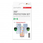 4smarts 360° Protection Set - тънък силиконов кейс и стъклено защитно покритие за дисплея на Samsung Galaxy A11 (прозрачен) 1