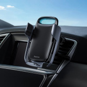 Baseus Milky Way Wireless Charger Car Vent Mount - поставка за радиатора на кола с безжично зареждане за Qi съвместими смартфони (черен) 5
