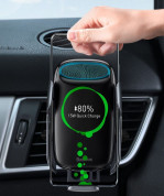 Baseus Milky Way Wireless Charger Car Vent Mount - поставка за радиатора на кола с безжично зареждане за Qi съвместими смартфони (черен) 9