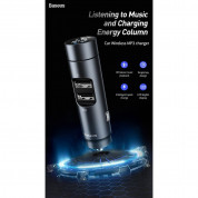 Baseus Energy Column Bluetooth FM Transmitter (CCNLZ-0S) - блутут FM трансмитер и зарядно за кола за мобилни устройства (сребрист) 5