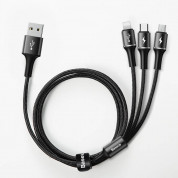 Baseus Halo 3-in-1 USB Cable - универсален USB кабел с Lightning, microUSB и USB-C конектори (120 см) (черен) 1