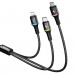 Baseus Halo 3-in-1 USB Cable - универсален USB кабел с Lightning, microUSB и USB-C конектори (120 см) (черен) 3