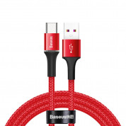 Baseus Halo USB-C Cable 40W (CATGH-F09) - кабел с въжена оплетка за устройства с USB-C порт (50 см) (червен) 