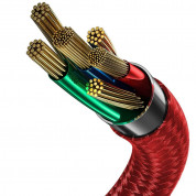 Baseus Halo USB-C Cable 40W (CATGH-G09) - кабел с въжена оплетка за устройства с USB-C порт (100 см) (червен)  3