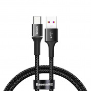 Baseus Halo USB-C Cable 40W (CATGH-H01) - кабел с въжена оплетка за устройства с USB-C порт (200 см) (черен) 