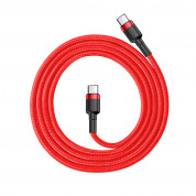 Baseus Cafule USB-C to USB-C Cable PD 2.0 60W (CATKLF-G09) - кабел с въжена оплетка и бързо зареждане за устройства с USB-C порт (100 см) (червен) 1