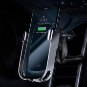 Baseus Rock Solid Wireless Charger Car Mount (WXHW01-0S) - поставка за радиатора на кола с безжично зареждане за Qi съвместими смартфони (сребрист) 6