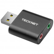 TeckNet UA110 v2 Aluminum USB External Stereo Sound Adapter - аудио адаптер за компютри (черен)