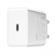 Baseus Speed Mini PD Wall Charger 18W (TZCCFS-X02) - захранване за ел. мрежа с USB-C изход с технология за бързо зареждане и USB-C към Lightning кабел (бял) 1