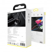 Baseus Digital Display 45W Dual USB Quick Car Charger (CCBX-B0S) - зарядно за кола с 2xUSB-A изхода, технология за бързо зареждане и дисплей за зареждане на мобилни устройства (сребрист) 6
