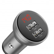 Baseus Digital Display 45W Dual USB Quick Car Charger (CCBX-B0S) - зарядно за кола с 2xUSB-A изхода, технология за бързо зареждане и дисплей за зареждане на мобилни устройства (сребрист) 3
