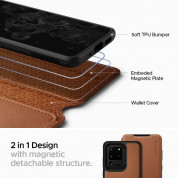 Spigen Ciel Wallet Leather Case - дизайнерски кожен калъф за Samsung Galaxy S20 Ultra (кафяв) 9