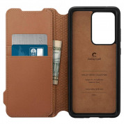 Spigen Ciel Wallet Leather Case - дизайнерски кожен калъф за Samsung Galaxy S20 Ultra (кафяв)