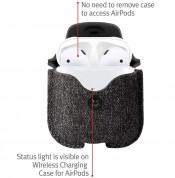 TwelveSouth AirSnap Leather Case - кожен калъф (ествествена кожа) за Apple AirPods и Apple AirPods 2 (тъмносив) 3
