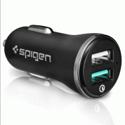 Spigen Qualcomm Quick Charge 3.0 Car Charger - зарядно за кола с технология за бързо зареждане с 2 USB изхода (QC3.0 + 5V / 2.4A) (черен)