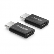 Anker USB-C Male to Micro USB Female Adapter - адаптер от microUSB женско към USB-C мъжко за мобилни устройства с USB-C порт (черен) (2 броя)