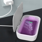 MyGuard UV-Box Sterilizer With Wireless Charger - поставка за безжично зареждане и UV стерилизатор за мобилни устройства до 6.7 инча (сив) 12