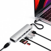 Satechi USB-C Aluminum Slim Multiport - мултифункционален хъб за свързване на допълнителна периферия за компютри с USB-C (сребрист) 3