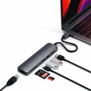 Satechi USB-C Aluminum Slim Multiport - мултифункционален хъб за свързване на допълнителна периферия за компютри с USB-C (тъмносив) 3